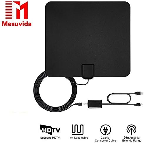 TV Antenna Amplified Indoor HDTV Antenna with 50 Mile Range 1080P HDTV Digital Antenna for Better Reception and Multiple Channels by Mesuvida