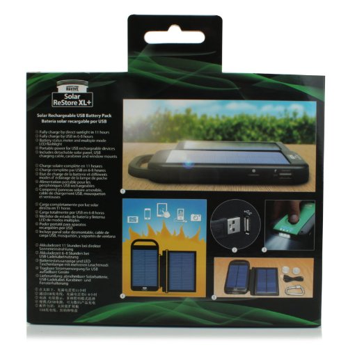 ReVIVE Caricabatteria Energia Solare 6000mAh e Power Bank esterna con Torcia LED dâ€™emergenza e Pannello Solare â€“ Funziona con Smartphone Apple iPhone , Fotocamere Canon , GPS TomTom e altri dispositivi