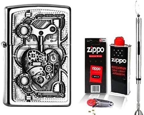 Zippo Lighter Zippo Steampunk Heart Emblem and Accessories Available + R/S Lighter Chrome, mit Zubehör L