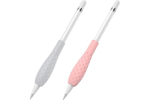 MoKo Schreibhilfe, 2 Stück Schreibgriff aus Silikon Schutzhülle Griff Zubehör Kompatibel mit Apple Pencil 1st/2nd Generation, Schützende Ergonomische Stiftehalter, Grau & Rosa