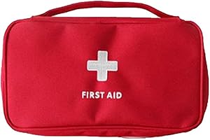 CERIOLL First Aid Bag Empty, Portable Empty Medicine Bags, Waterproof Resistant Nylon, for Home, Office, Car, Outdoors (Red)
