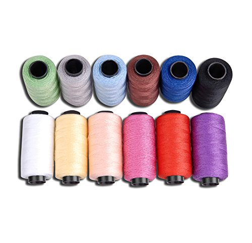 candora® Jeans Gewinde-Set, Polyester Nähgarn Spule 12 Farbe 180 Yards/165 m sehr dick für Denim Leder Steppdecke Decke Kissen Vorhang Handarbeit - 2
