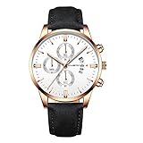 Gaddrt Herrenmode Sport Edelstahl Gehäuse Lederband Quarz Analog Armbanduhr Herrenuhren (B)