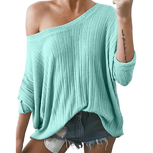 Preisvergleich Produktbild TianWlio Frauen Langarmshirt Bluse Hoodie Pullover Langarmshirt Kapuzenpullover Sweatshirt Herbst Winter Schulterfrei Langarm V-Ausschnitt Bluse Pullover Pullover Pullover Top