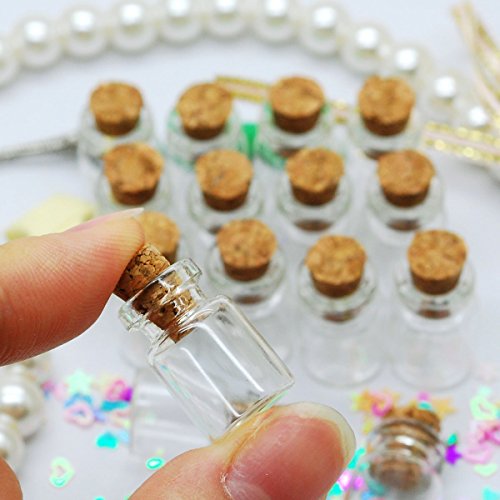 Nicebuty 50PCS 0.5 ml Dimensioni 11 x 18 x 6 mm Small mini bottigliette in vetro con tappo in sughero/Message Weddings wish Jewelry party Favors/ - size: Small mini bottigliette in vetr