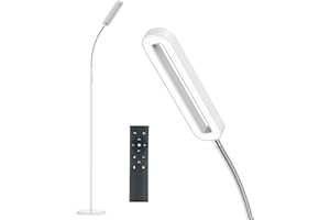 Anten Lampada da Terra Bianco 12W | 1200lm Lampada LED Dimmerabile con Telecomando & Controllo Tattile | Piantana led da terra con Collo d'oca Regolabile per Salotto Ufficio Sala Lettura Studio