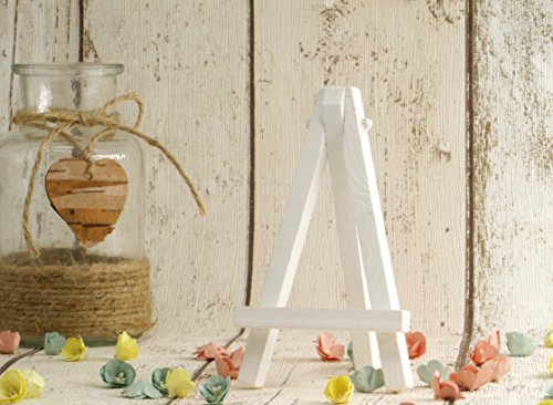 Mini Staffeleien in weiß (10-er packung). Hochzeit Platzkarten Namenshalter (12 cm hoch) - 2