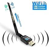 Wlan Stick,Gintenco WiFi Adapter, 600Mbit/s Dual Band (2.4G/150Mbps+5G/433Mbps) 802.11 N/g/b/a/AC WiFi Dongle with Antenna für Windows 10/8.1/8/7/XP/Vista (32/64bits), MAC OS
