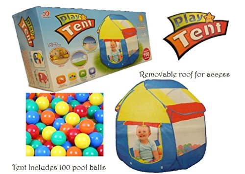 Allkindathings Children Kids Baby Tent Ball Pit Playhouse Pop Up with 100 Balls Pool Balls