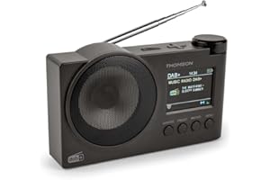 Radio Dab+,FM, 60stations préréglés Possible,Rechargeable ou Secteur, reveil, Enceinte Bluetooth Thomson RT400DABBTBK (Noire),Cable de Charge USB c