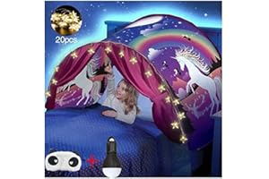 FLAYOR Dream Tents Tente De Lit Enfant,Tente Tunnel Enfants,Tente Enfant Pliable Pop Up,Tente De Lit avec LED, Tente De Jeu avec Lumiere,Cadeau d'anniversaire De Noël (Licorne)