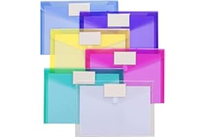 Afufu Buste Portadocumenti Trasparenti A4 Cartelle, Cartellette Cartelline Portadocumenti in Plastica Organizzatore Documenti, Cartelletta A4, Documento Storage per Uffici, 6 Colori 12pcs