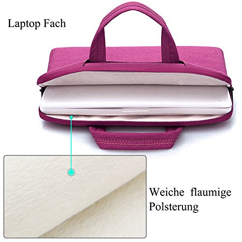 BRINCH leicht universal Gewebe wasserdichtes Anti-reißen Laptop Schutzhülle Aktentasche Handtasche/ Laptop Messenger Bag, Ultra Schutz mit weichem Schaum für 15 – 15,6 Zoll Laptop / Macbook / Notebook / Tablet / Ultrabook Computers(Apple / Acer / Asus / Dell / Fujitsu / Lenovo / HP / Samsung ) mit Fronttasche, zwei Rückentaschen & Griffe und Zubehör Tasche,Violett - 4