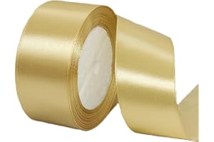GUIASIPULE 40mm Champagne Gold Satin Ribbon 22M ，Fabric Hair String Ribbon for Craft, Flower Bouquets, Gift Wrapping, Wedding, Bow Making and Valentines Christmas Decoration (Champagne Gold, 4CM)
