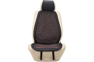 JSCARLIFE Universal Natural Wood Beaded Seat Cover Massaging Cool Cushion for Car Truck,Four Seasons and Breathable car Seat Cushion Makes Driving More Bearable On Long Trips (Red and Black)