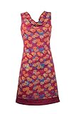 Ausgefallenes Freizeitkleid mit femininen Wasserfallkragen und bunten Floral Muster – Boho Chic - SIA rot (S/M)