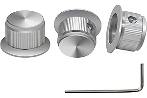 mxuteuk 3 pezzi Argento Lega di alluminio Potenziometro Manopola di controllo Volume Audio Chitarra elettrica Basso Tipo a vite 24x14,5mm (diametro * altezza) KNOB-07-SR