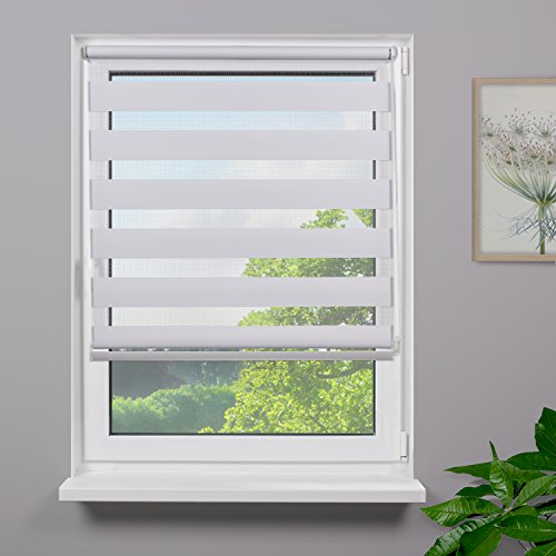 Fensterdecor Klemmfix Mini Duo-Rollo Doppelrollo ohne Bohren / Weiß 60 x 150 cm (BxH)