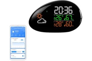 Yueyang Estación meteorológica, WiFi Temperatura,Estación Meteorológica Digital,Inalámbrico con Pantalla LCD Pantalla Tiempo Fecha Temperatura Humedad Pronóstico del Tiempo Monitor Monitoreo