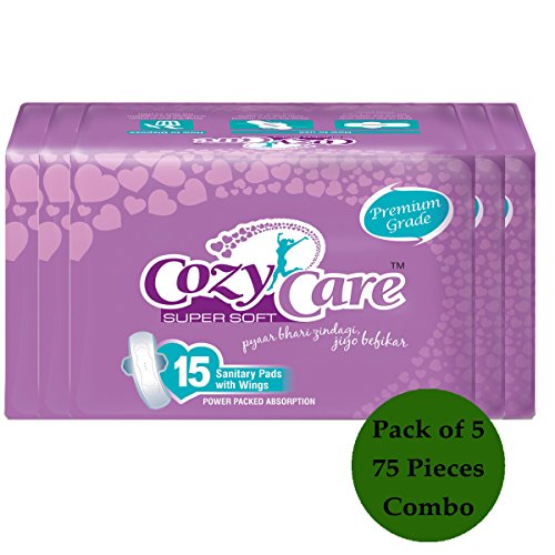 CozyCare Super Soft Premium Grade Combo Pack of 5 (75 pads) Sanitary Napkins/ Sanitary Pads with Wings RS.414 (34.00% Off) - Amazon
