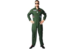 EraSpooky Men Pilot Costume Aviator Fancy Dress Halloween Party Cosplay Outfit for Adult