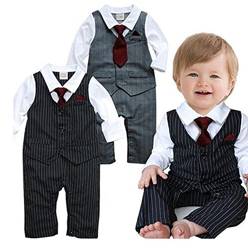 Baby Boy Wedding Tuxedo Waistcoat Design 1pc Outfit Suit (3-6 Month, Black)