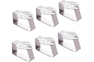 Ianulus 6 Stück Tischdeckenclips, Edelstahl Tischdecke Clips, Tischdeckenclips aus Stahl, Tischtuchhalter aus Stahl, Blatt Motive, für Outdoor, Garten, Camping, große Tischdeckenhalter (Silber)