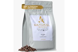 NATURAL DE COSTA RICA Café de especialidad Caturra en grano 100% arábica cultivo de altura grano de oro origen volcánico activo Costa Rica tueste medio tostado reciente proceso secado al sol empaque bolsa hermética 900 g
