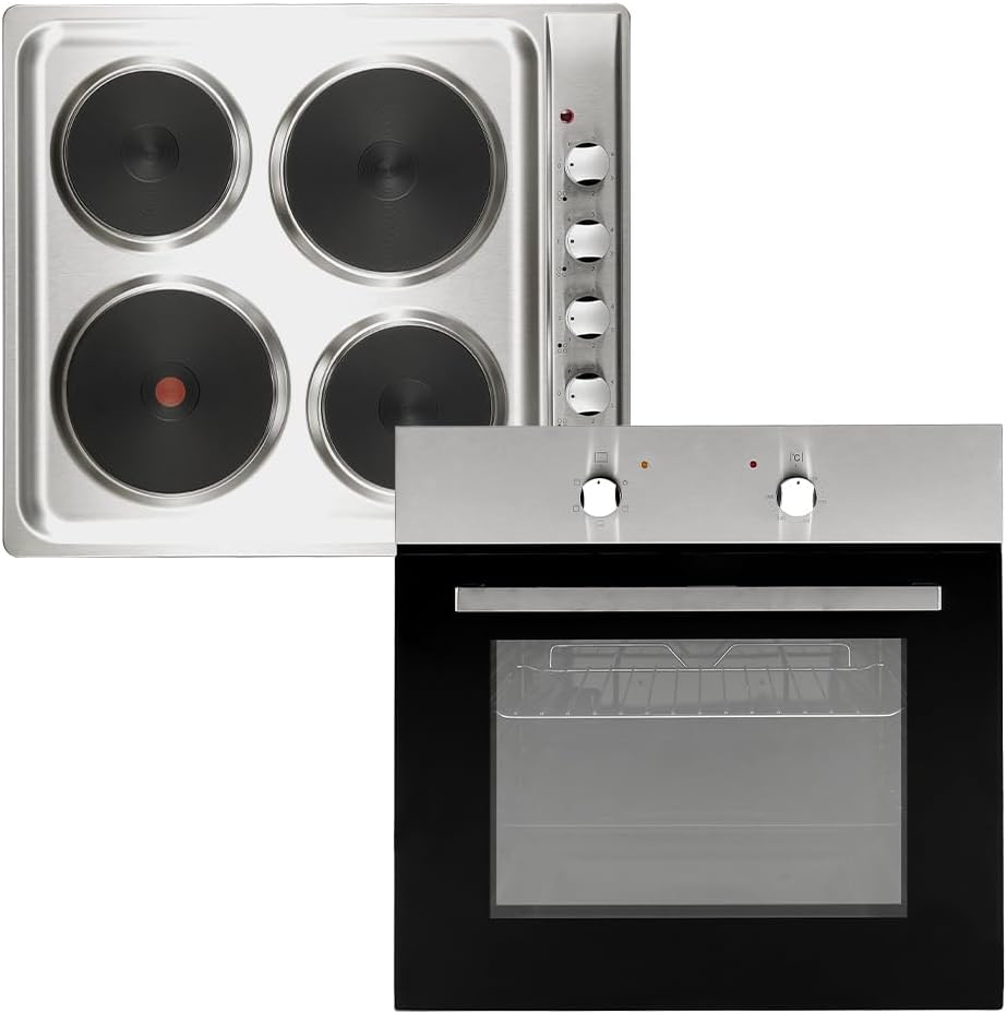 Cookology Oven & Hob Bundle - 60cm Built In Electric Static Oven with Solid Plate Hob