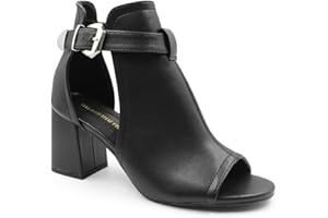 FASHION THIRSTY Womens Block Mid High Heels Chunky Sandals Open Toe Comfort Cushioned Work Office Party Occasion Cut Out Heeled Wide Fit Strappy Shoes