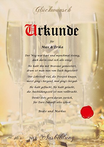 Urkunde persönliche Geschenk Karte zur bestandenen Ausbildung Azubi Prüfung Pergament div. A4 Papier Motive - 5