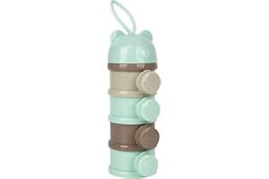 GLAITC Milchpulver Portionierer Baby,Tragbare 4 Schichten Stapelbare Formel Spender mit Silikongriff, Milchkasten Baby Portionierer Pulver Baby Milchpulver Box, BPA Frei (Grün)