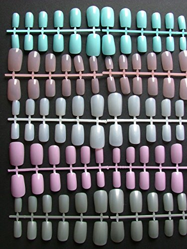 120 Multi-Pastels Short to Medium Square Full Cover Nails by Pretty Poppet