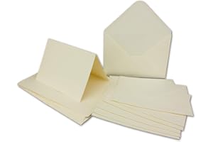 GLÜXX-AGENT 20 x Doppelkarten – Umschlag - Set DIN A6/C6 - creme-weiß – Karte DIN A 6-10,5 x 14,8 cm - 240 g/m² mit Brief-Umschlägen DIN C6-11,3 x 16,0 cm - 120 g/m² Nassklebung