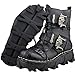 Produktbild SSWJT Mode Martin Stiefel Lederstiefel Gothic Schädel Punk Martin Plattform Mitte Bein Stiefel Steampunk Schuhe