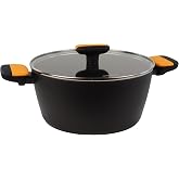 Fackelmann Soft Saucepan with Lid, Non-Stick, 24 cm, Forged Aluminum, Greblon Ceramic Coating PFA Free, Suitable for Inductio