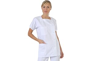 Hurry Jump Blouse Medicale Femme idéal Blouse infirmière Femme Blouse Aide soigante Femme Col Carree Fermeture Pression 3 Poches Coloris par spécialité