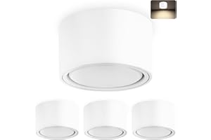 YindaLux Faretti LED Soffitto incl. GX53 LED 6W 4000K 230V - rotondo Ø95x55mm- come faretto da soffitto a Montaggio Superficiale, Lampada da soffitto in alluminio - Set di 4 - Bianco