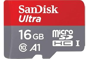 SanDisk Ultra 16 GB microSDHC Memory Card + SD Adapter with A1 App Performance Up to 98 MB/s, Class 10, U1 , Red