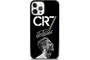 EZB Custodia per iPhone a tema Cristiano Ronaldo, cover flessibile e ammortizzante per telefono con giocatore di calcio, firma bianca e nera CR7 (iPhone 16 Pro)