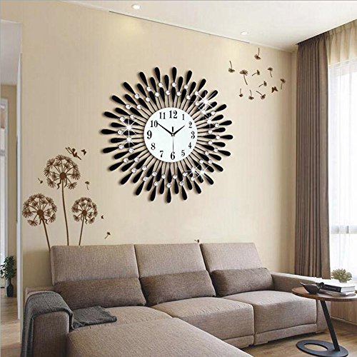 Preisvergleich Produktbild Flashing- Europäische Persönlichkeit Stumm Große Wanduhr Moderne Wohnzimmer Kreative Mode Einfache Wanduhr ( Farbe : Schwarz , größe : 70cm )