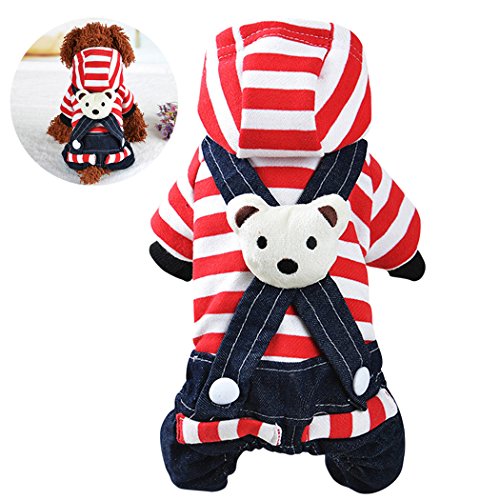 Preisvergleich Produktbild Legendog Haustier Paare Kleiden Plüschbären Gestreiften Hundekapuzenpuppen Welpen Kleid Haustier Kleid