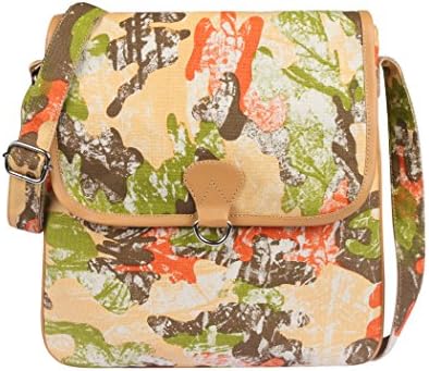 CRAFTS MY DREAM Canvas Casual Sling Bag Black And Leopard Print Flap Stylish Elegant Women’s Cross Body with Combo Multi Striped Multi Utility Kit