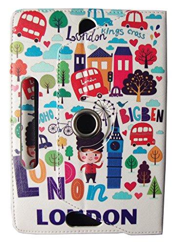 Denver TAQ-70292   TAQ-70302   TAQ-70303 7 inch Tablet Schwarz mit Roter Trimmen Universal 360 Grad Wallet Schutzh  lle Folio mit Kartensteckpl  tzen 