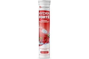 Forté Pharma - Hydra Forté Fruits rouges - Electrolyte hydratation - Vitamine C Magnesium, Minéraux - Sport, chaleur, voyage - Comprimés effervescents - 1-2/jour, jusqu'à 24 jours