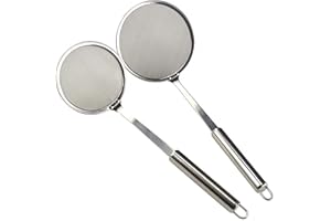 Aieraczy 2 Stücke Schaumkelle Edelstahl, Schaumlöffel, Frittierkelle, Siebkelle, sieblöffel feines sieb, für Wok Zubehör, Filter Skims Fat Scum, Skimming Fett Schaum
