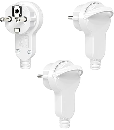 3 Paar Schuko Stecker + Kupplung Set - 16A/250V IP20 Für Innen & Außenbereich