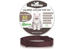 Woyamay Collare Calmante per Gatti, Collari Calmanti Feromoni Gatto Regolabile e Impermeabile, Naturale Anti-Ansia Collare Gatto Calmante per Gatti di Taglia Piccola, Media e Grande, Marrone