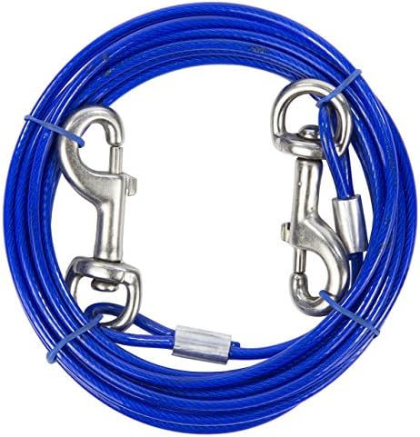Dog Tie Out Cable with Storage Bag 15ft (4.5m) (Blue)