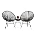 Produktbild Relaxdays Gartensessel Retro RAYA 2er-Set, Mexiko 60er Jahre, Kunststoff, Gartenstuhl, Balkonstuhl, Vintage, schwarz
